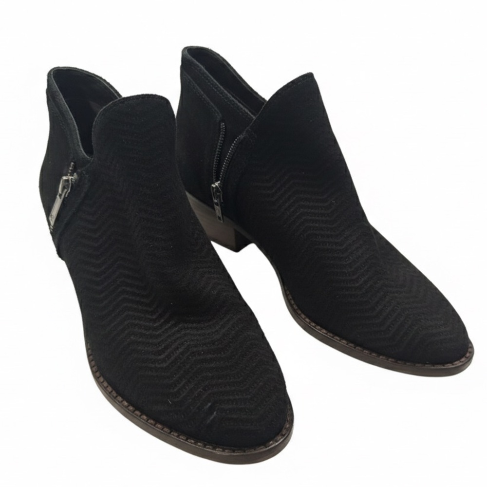 Lucky Brand Pickla Black Suede Chevron Perforated Booties NWOT 7.5
